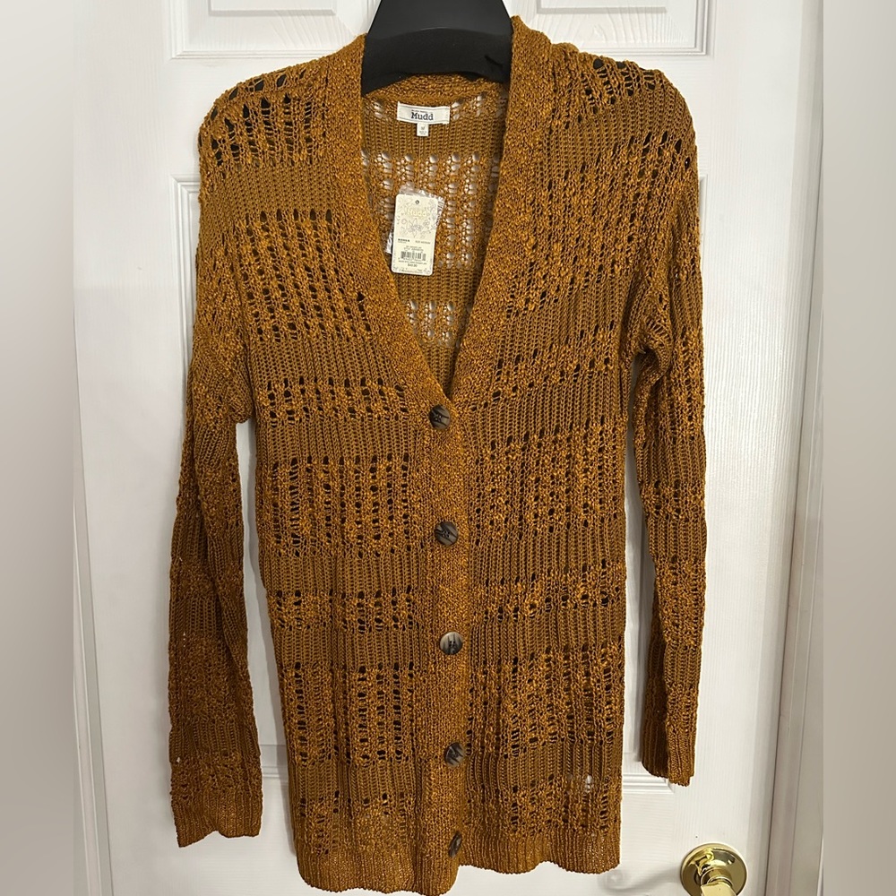 Mudd button up cardigan in Gold color.